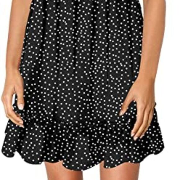 liher Women Summer Dress V Neck Short Sleeve Ruffle Casual Loose Swing Dresses - Picture 2 of 6